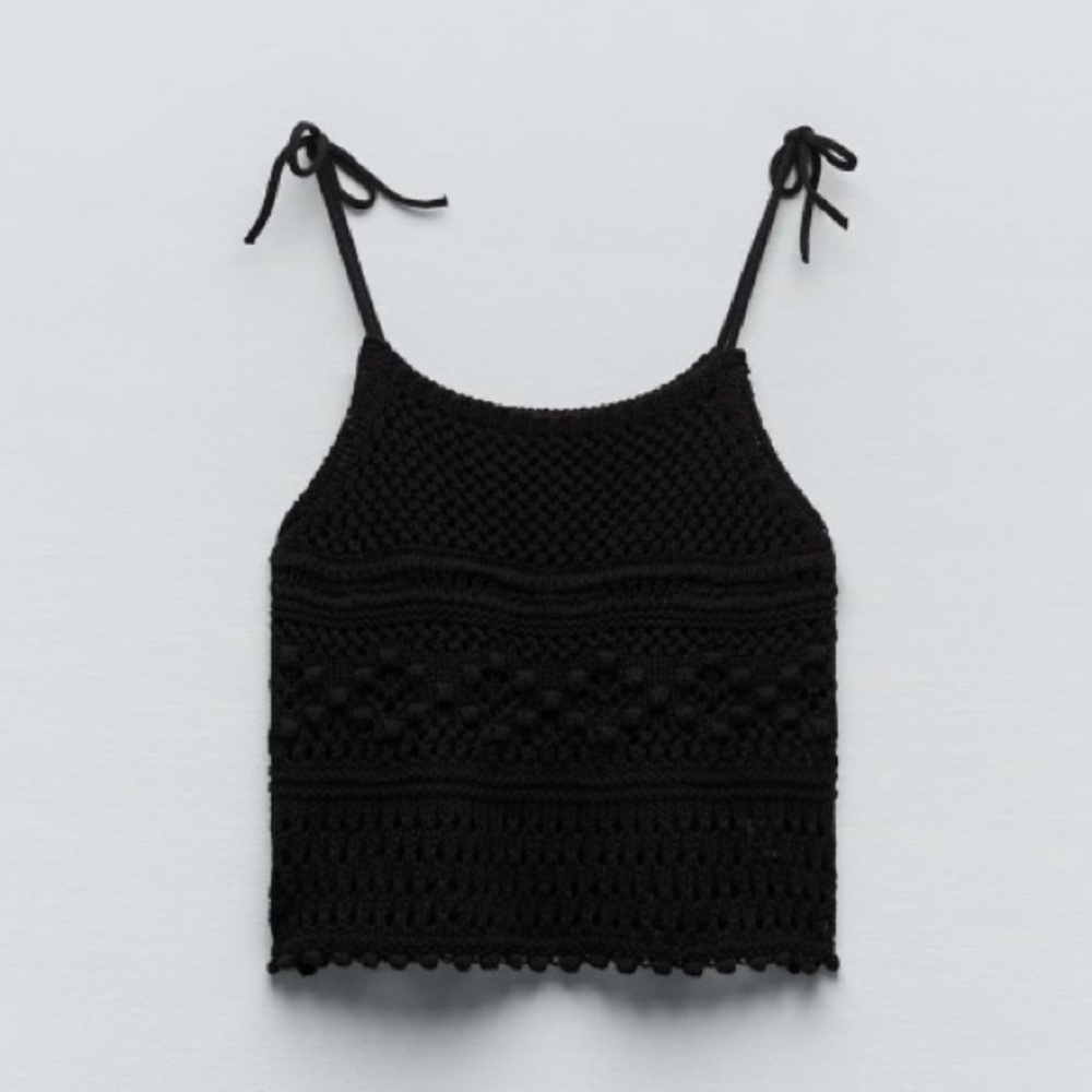 ZARA POINTELLE KNIT TOP NWT